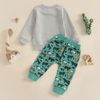 Long Sleeve Country Charm Cows Baby Set