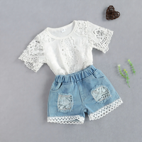 Lace Denim Shorts Baby Set