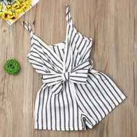 Sleeveless Bow Striped Baby Romper