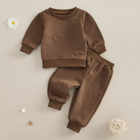 Long Sleeve Solid Bear Fleece Baby Set