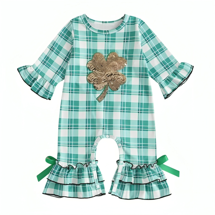 St. Patrick's Day Plaid Flared Baby Jumpsuit