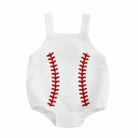 Sleeveless Baseball Embroidered Baby Romper