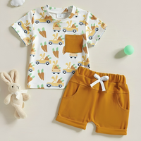 Short Sleeve Easter Solid Shorts Baby Set