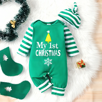 My 1st Christmas Print Holiday Themed Romper