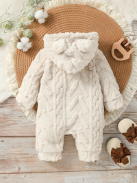 Plush Hodded Winter Sweater Romper