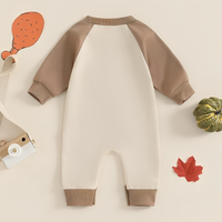 Little Turkey Printed Cotton Long Sleeve Romper