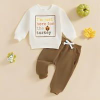 Funny Thanksgiving Letter Print Baby Set