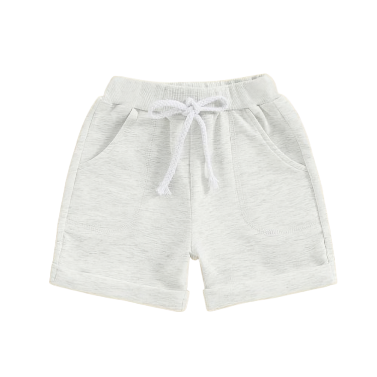 Grey Solid Color Elastic Baby Shorts