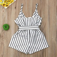 Sleeveless Bow Striped Baby Romper