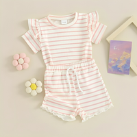 Ruffled Sleeve Striped Toddler Set