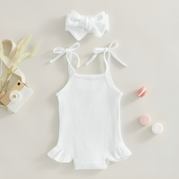 Solid Color Knitted Ribbed Versatile Cotton Baby Romper