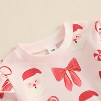 Pink Santa Claus Bow Print Baby Set