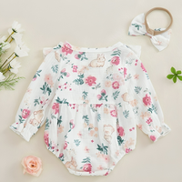 Long Sleeve Floral Bunny Baby Romper