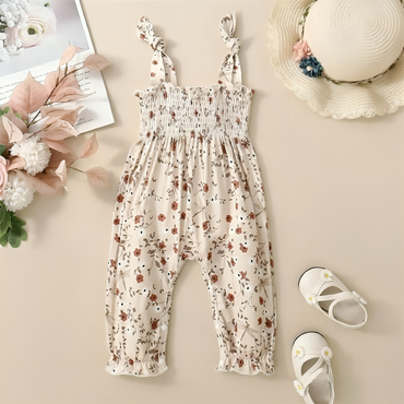 Tie Straps Floral Overall Jumpsuit