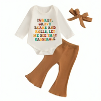 Thanksgiving Colorful Casserole Flared Pants Set