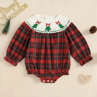 Christmas Plaid Long Sleeve Romper Top