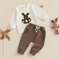 Long Sleeve Brown Bunny Embroidered Baby Set