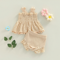 Solid Color Pleated Ruffle Baby Set