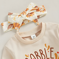 Long Sleeve "Gobble Til You Wobble" Print Baby Set