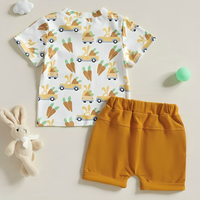 Short Sleeve Easter Solid Shorts Baby Set