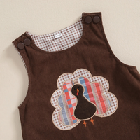 Sleeveless Embroidered Thanksgiving Baby Jumpsuit