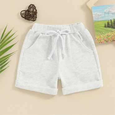 Grey Solid Color Elastic Baby Shorts