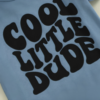 "Cool Little Dude" Pattern Solid Color Baby Set