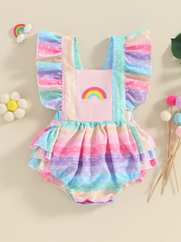 Colorful Rainbow Ruffled Baby Romper