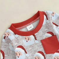 Cartoon Santa Print Shirt & Pants Baby Set