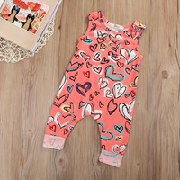 Sleeveless Hearts Print Baby Jumpsuit