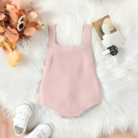 Pink Bunny Knitted Sleeveless Baby Romper