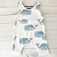 Sleeveless Whale Print Baby Jumpsuit