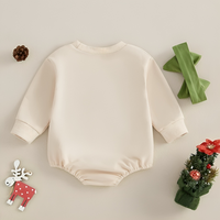 Long Sleeve Green Christmas Bow Baby Bodysuit Set