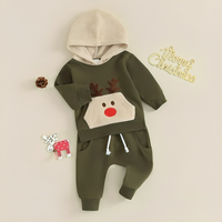 Long Sleeve Deer Cotton Hooded Baby Set