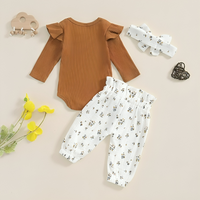 Long Sleeve Floral Ruffled Baby Set