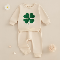 Long Sleeve 4-Leaf Clover Cotton Sweatshirt Set