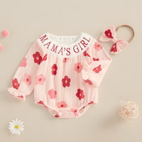 Mama's Girl Embroidered Floral Baby Romper