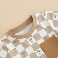 Short Sleeve Checkered Palms Baby Set