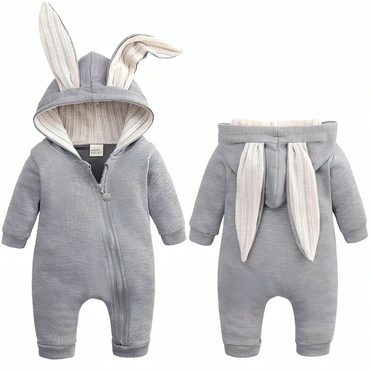 Bunny Hooded Baby Cotton Jumpsuit