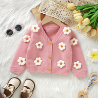 V-Neck Daisy Knit Toddler Cardigan