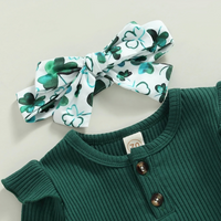 St. Patrick's Day Green Clover Flared Pants Set