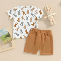 Short Sleeve Brown Easter Bunny Baby Set