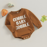 Brown Thanksgiving Printed Bodysuit Top