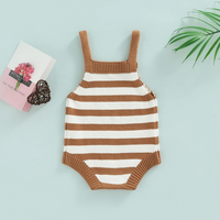 Striped Knitted Sleeveless Cotton Romper