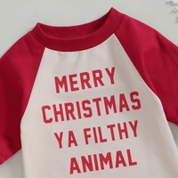 "Merry Christmas Ya Filthy Animal" Baby Jumpsuit