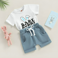 Baby Bunny Print Solid Baby Set