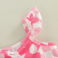 Pink Floral Checkered Baby Swimsuit