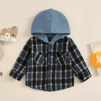 Long Sleeve Plaid Hooded Baby Coat