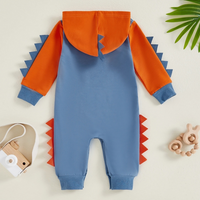 Long Sleeve Dino Hooded Baby Jumpsuit