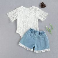 Lace Denim Shorts Baby Set